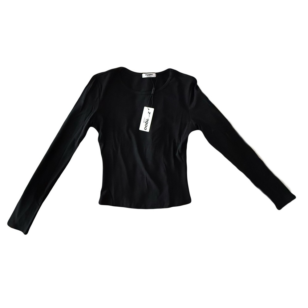 Zeagoo Ribbed Fitted Crew Neck Crop Top